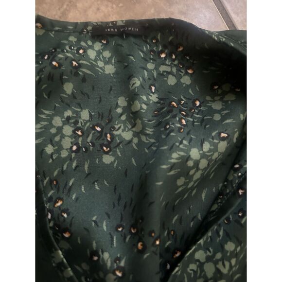 NWT IKKS 36 Satin Floral Mini Dress Ruffles Button Accent - Picture 4 of 10